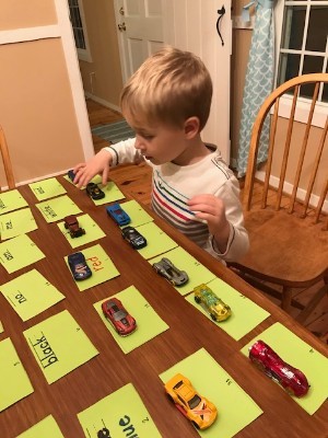 Sight word Hotwheels game photo, photo taken by the author