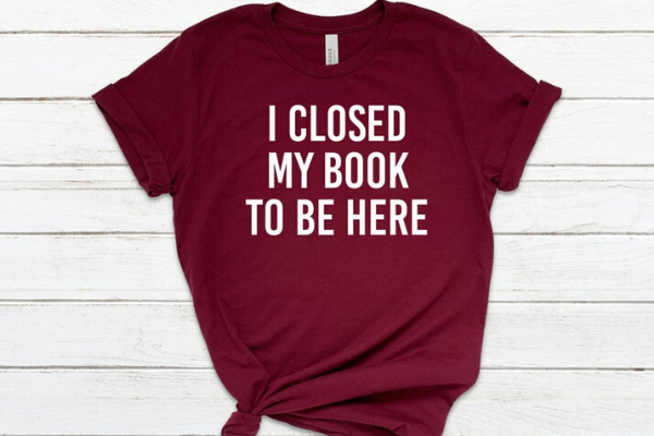 Closed My Book To Be Here Shirt from Etsy Finds for Bookish Introverts | bookriot.com