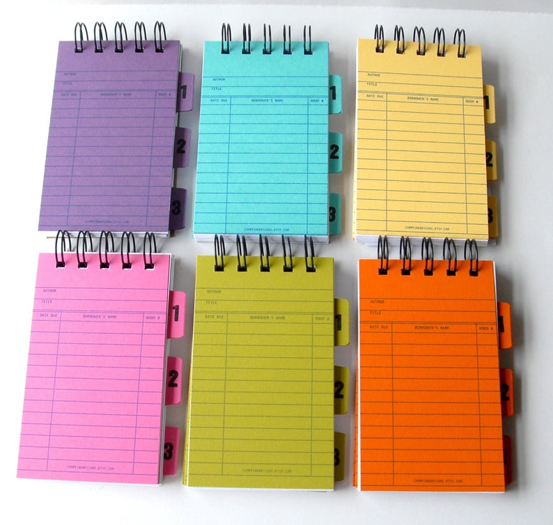 Bright library card spiral notebook