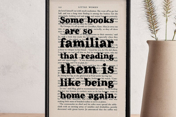 Reading Is Like Being Home Again Typography from All The LITTLE WOMEN Etsy Finds | bookriot.com