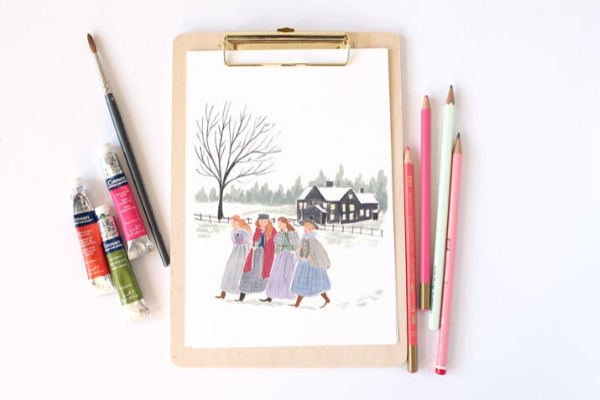 Little Women Illustration from All The LITTLE WOMEN Etsy Finds | bookriot.com