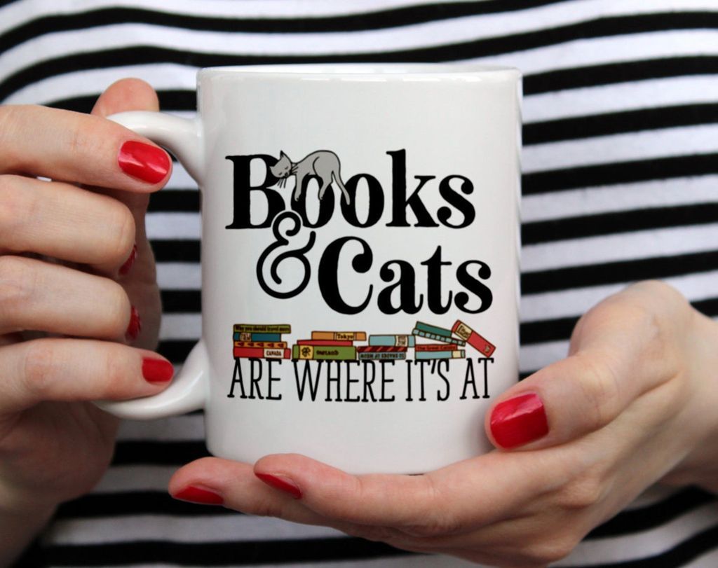 15 Lovely Mugs with Books and Cats on  Em - 75