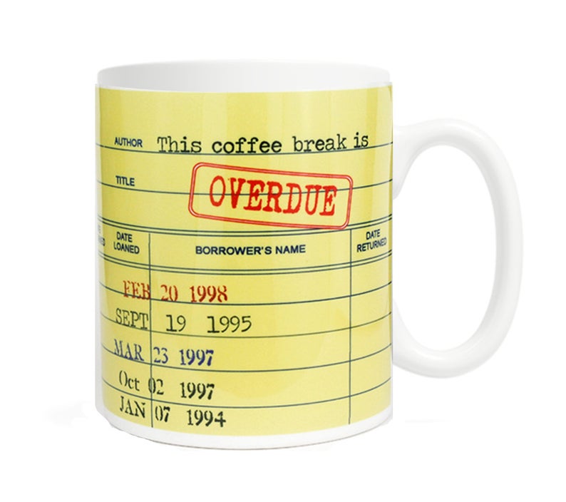 Overdue library coffee mug