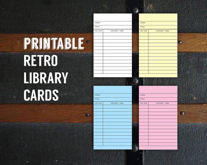 Printable retro library cards