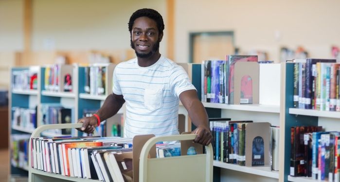 a photo of a Black librarian