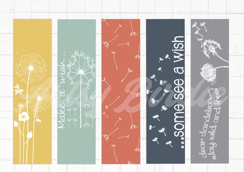 Printable spring flower bookmarks