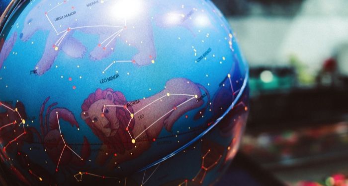 a blue astrology globe