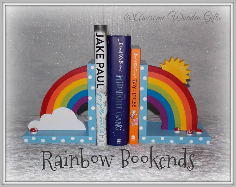 Bright rainbow bookends