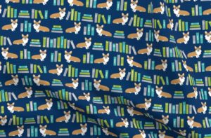 Books and Corgis Fabric