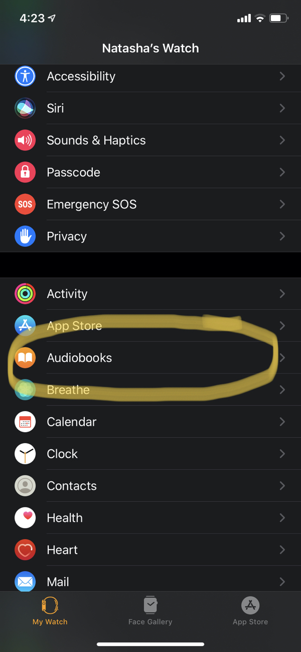set up audiobooks in apple watch app