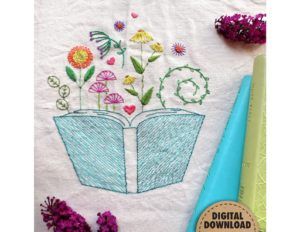Floral Book Embroidery Pattern
