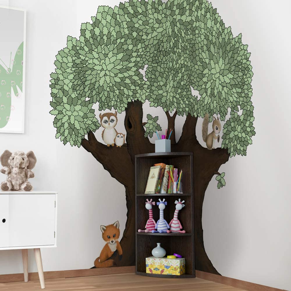 kids bookshelf with tree decal