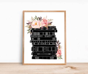 Books and Flowers Print