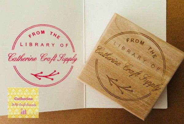 Wood "from the library of" stamp 