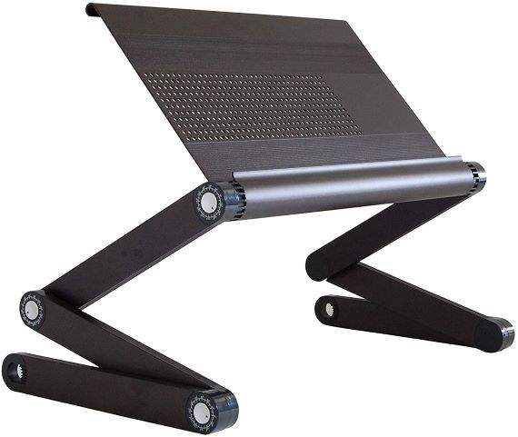 Black portable book stand with retractable legs. Link: https://images-na.ssl-images-amazon.com/images/I/71%2BGHqwb48L._AC_SL1500_.jpg