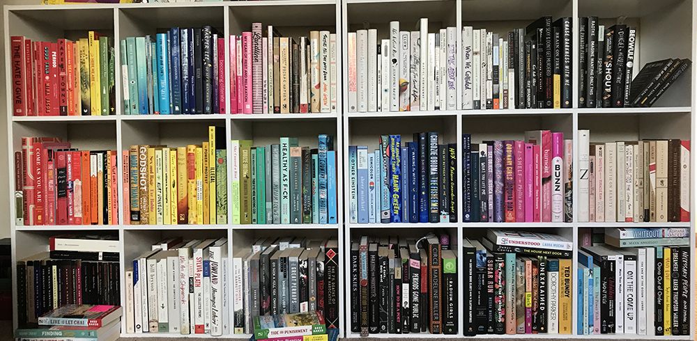 Rainbow Bookshelves with Read and Unread Books Separated | Ashley Holstrom