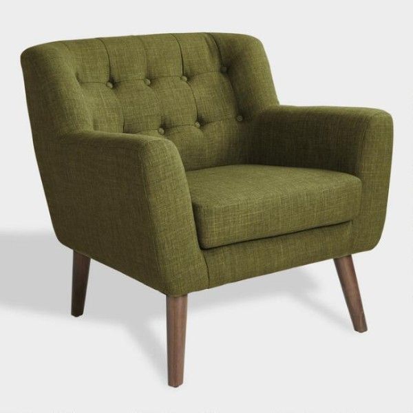 green club reading nook chair with wooden legs