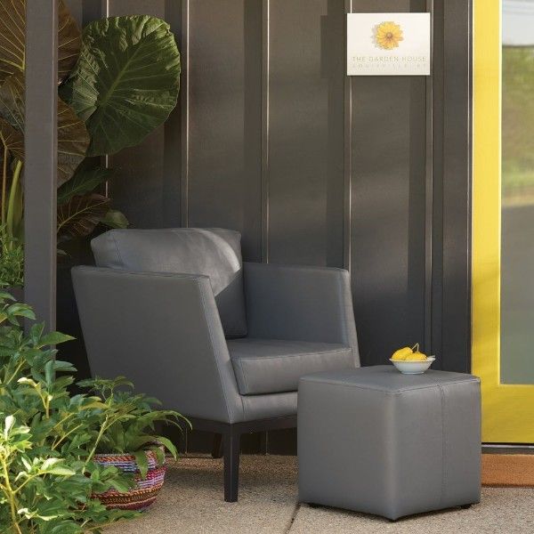 leather outdoor patio chair with matching ottoman