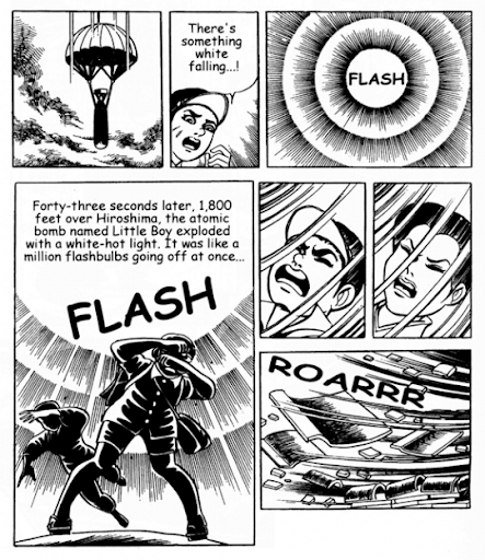 Panel from Barefoot Gen vol 1 by Keiji Nakazawa. A manga about living through the Atomic Bomb in Hiroshima 1973-1974 http://cbldf.org/2013/09/using-graphic-novels-in-education-barefoot-gen/
