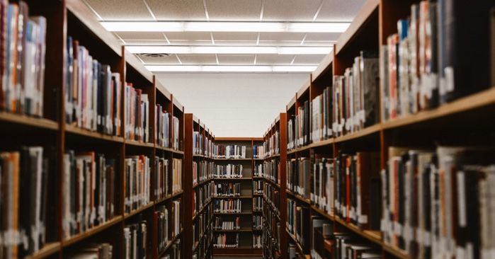 photo of a library aisle