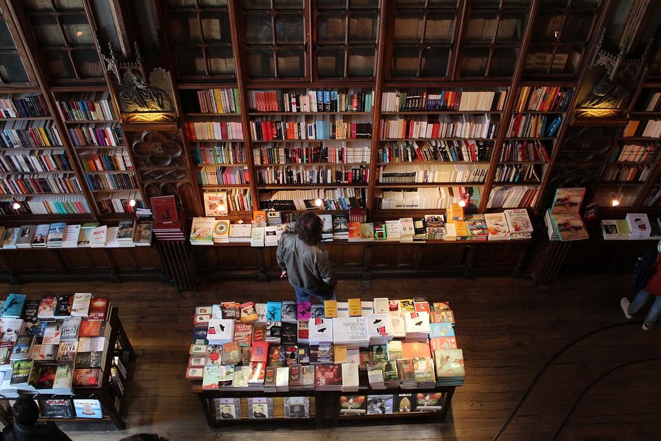 Picture of a person browsing a bookshop. Image source: Pixabay https://pixabay.com/photos/bookshop-books-buy-library-2495148/