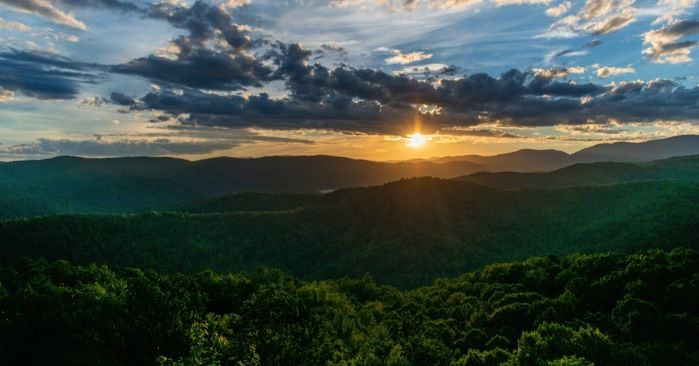 sunset over Appalachian mountains in North Carolina