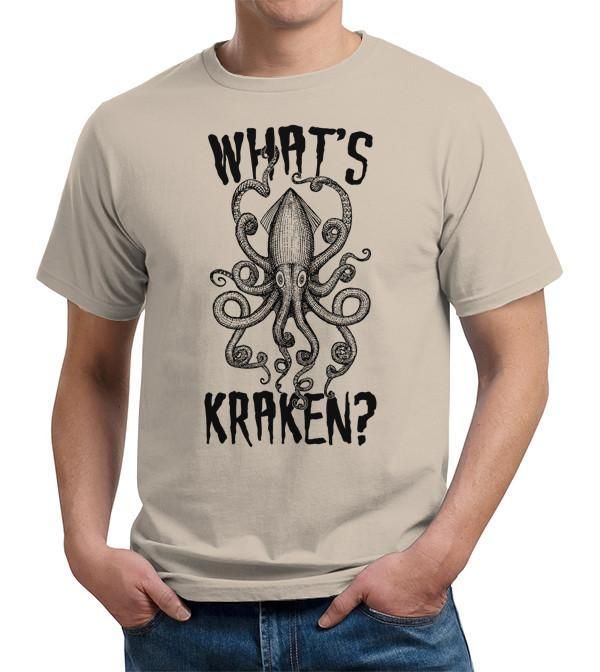What's Kraken T-shirt - FiveFingerTees - image of Kraken surrounded by text