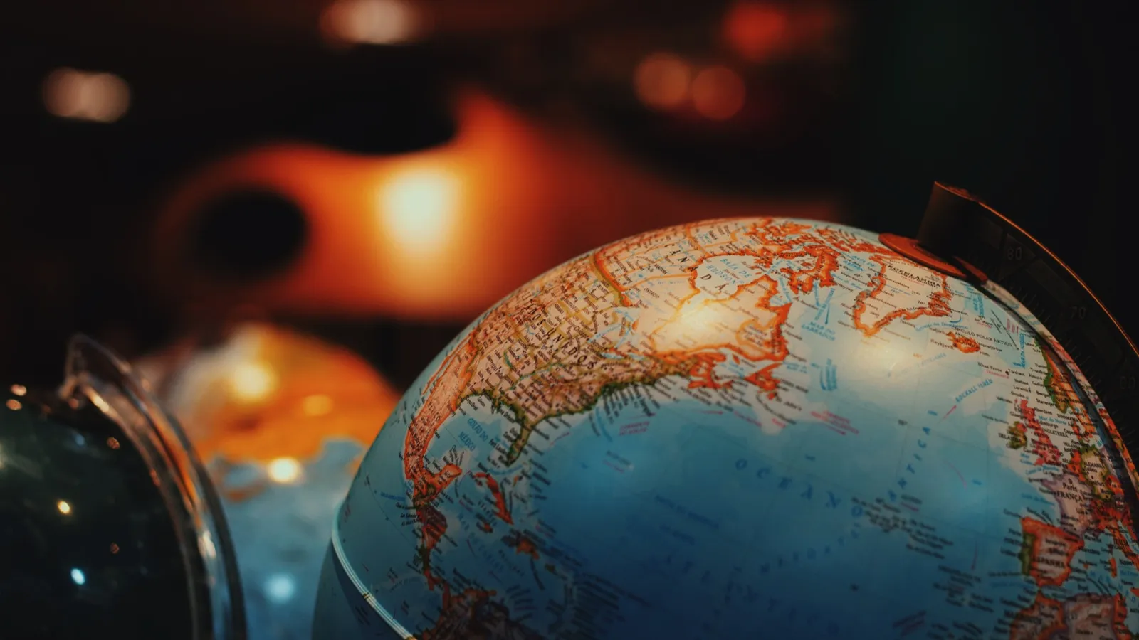 globes in amber light