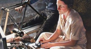 A painting of Virginia Hall as a wireless operator during her second mission to France