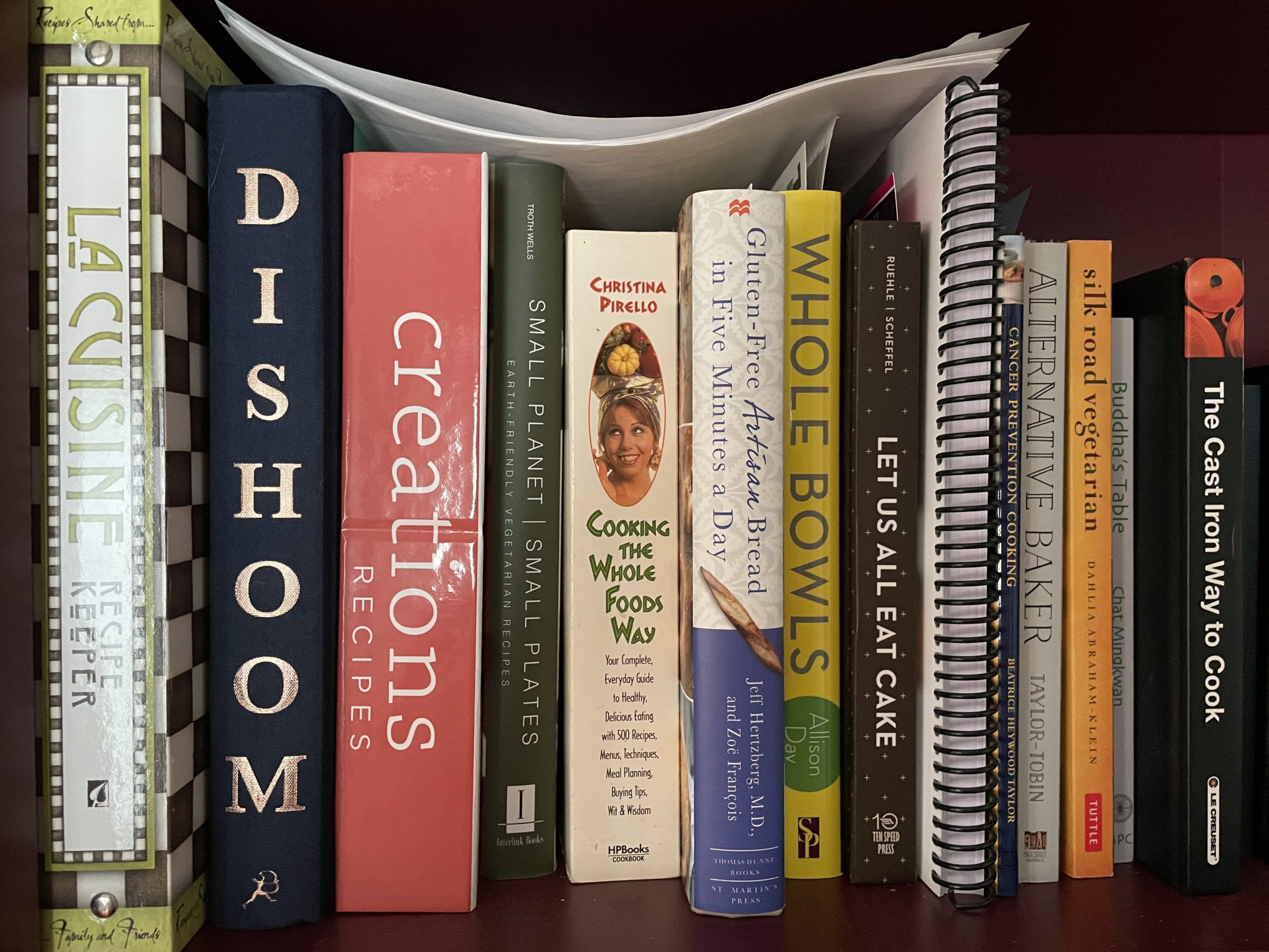 cookbooks on a shelf