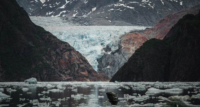 arctic mountains and snowy desolate landscape