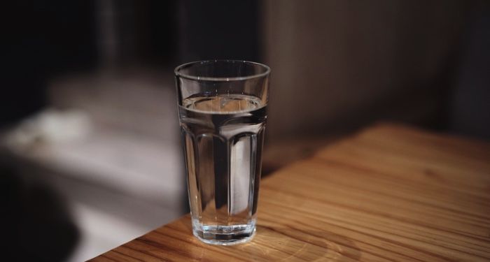 glass of water on a table