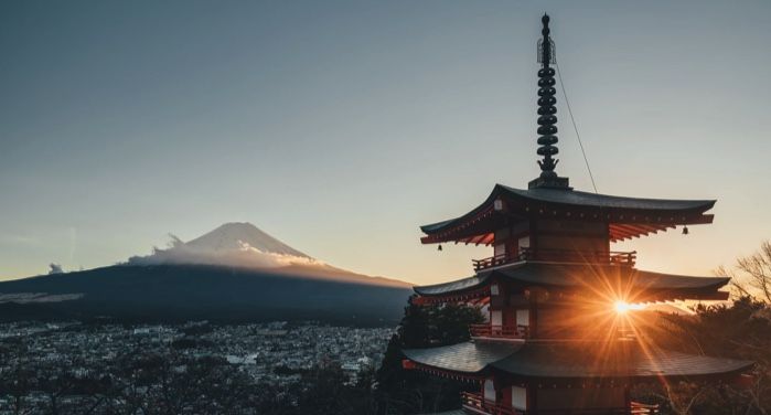 image of Pagoda temple with Mt. Fuji in the background https://unsplash.com/photos/aqZ3UAjs_M4