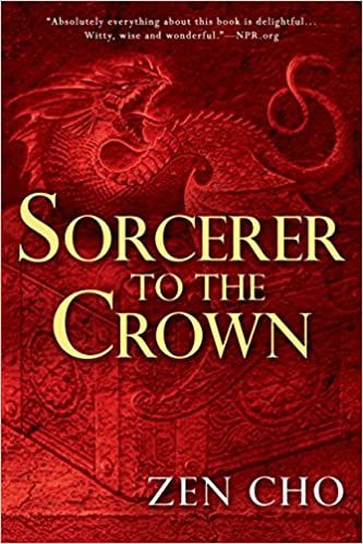 cover of Sorcerer to the Crown by Zen Cho; gold font over red background of dragons