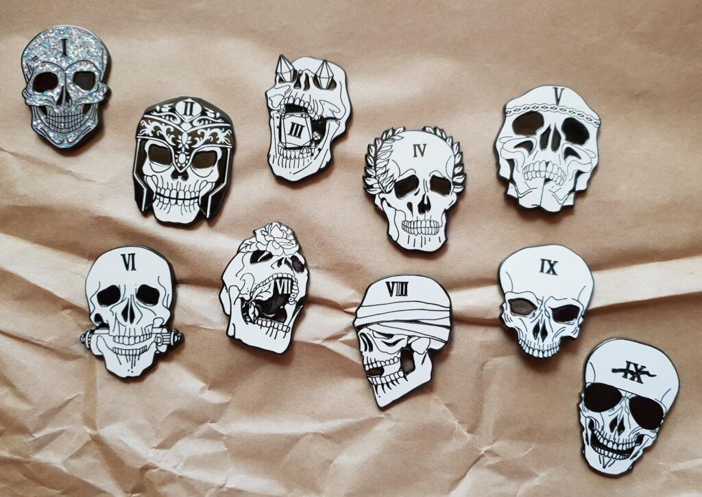 The Locked Tomb house skull pins