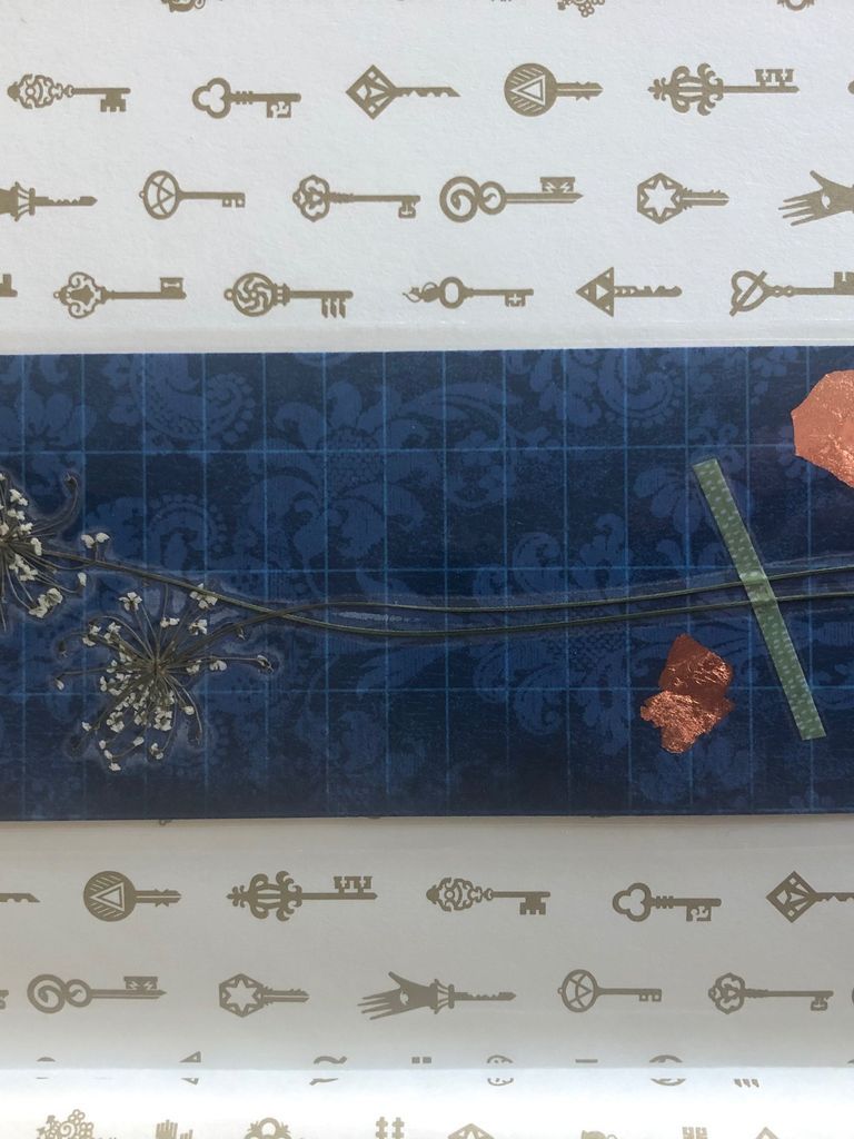 Pressed flower bookmark inside a book.

[photo by me]