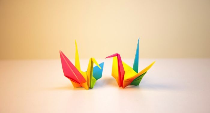 colorful origami birds
