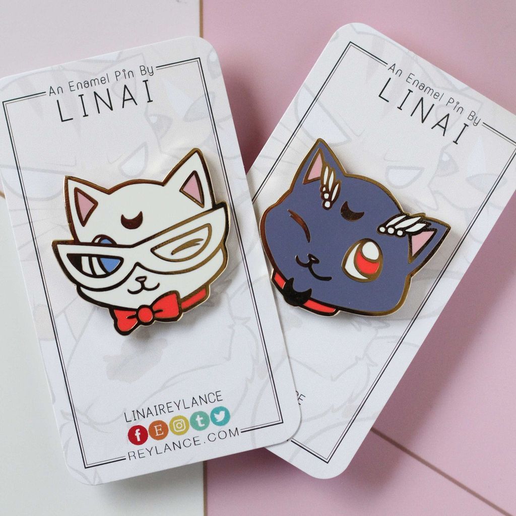 Luna and Artemis Sailor Moon pins