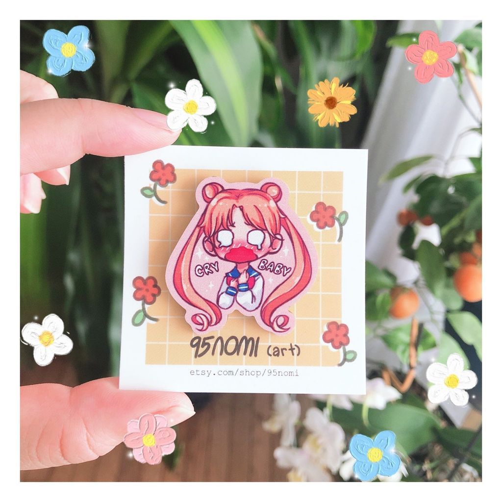 Sailor Moon cry baby wooden pin