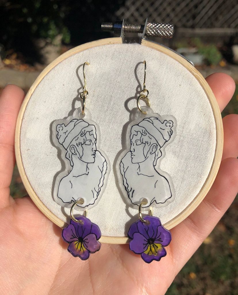 Sappho and violets earrings