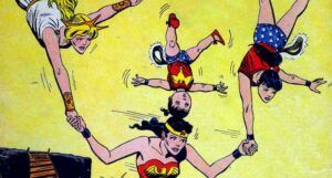 Wonder Woman balancing her younger selves