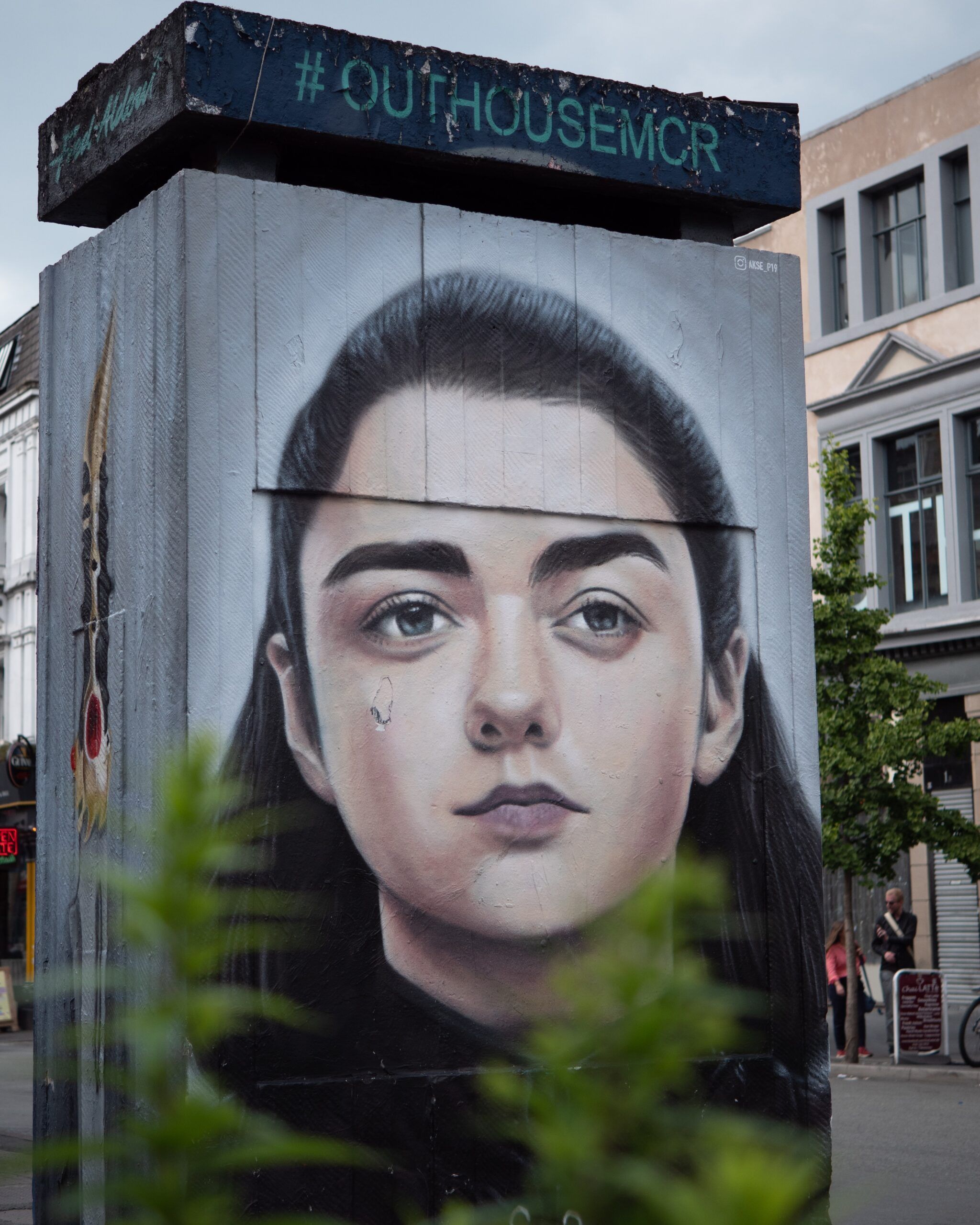 Photo of a mural of the face of Arya Stark in Manchester, UK