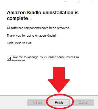 how to uninstall the amazon kindle app pc