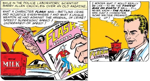 Barry Allen reads an old Flash comic and  thinks about how cool it would be to have super-speed