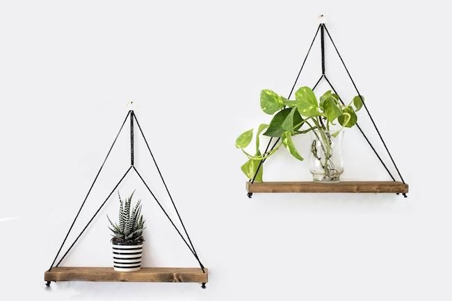 Geometric hanging shelves