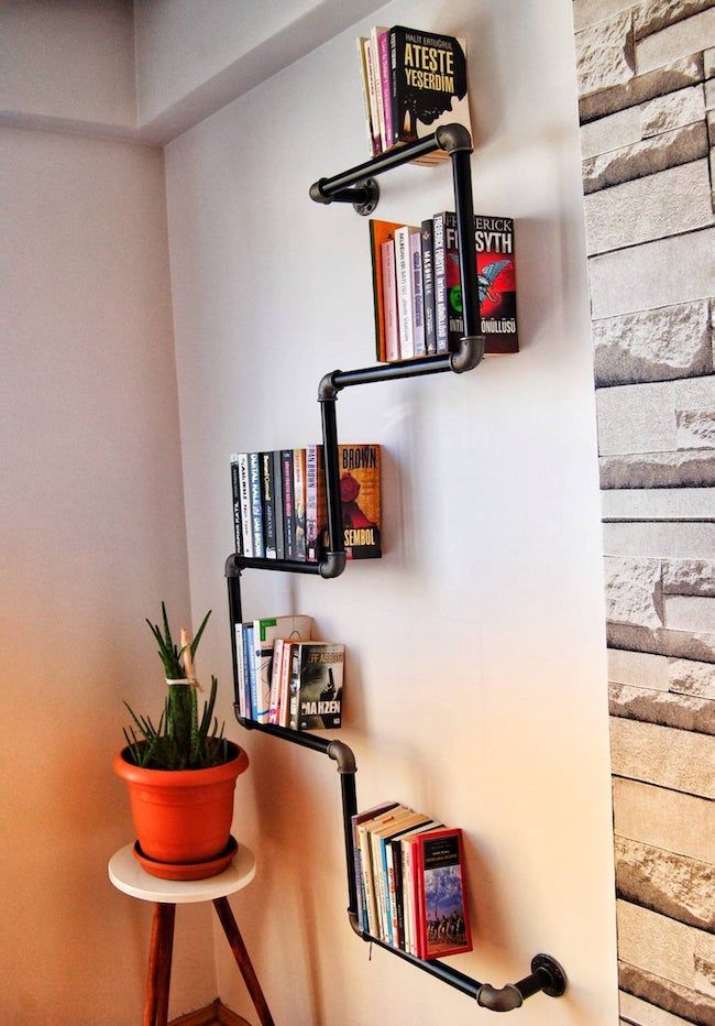 Industrial Bookshelves and Bookends To Make a Rustic Reading Nook - 6