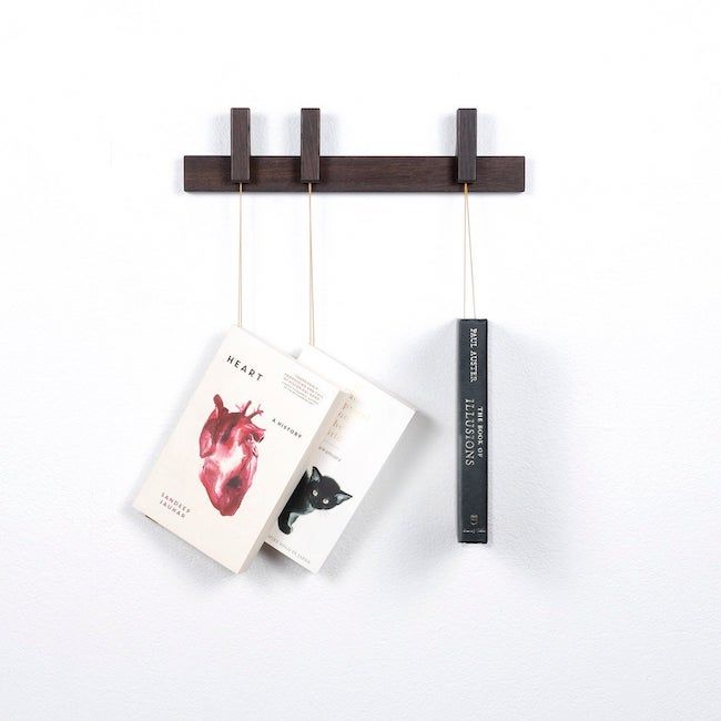 Mini dark wood book rack