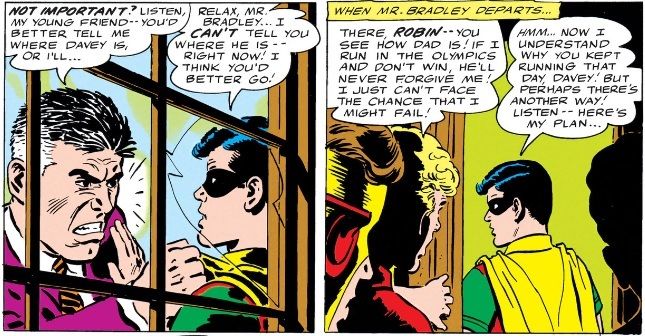 panel from Teen Titans #4; Robin being confronted by Ted Bradley