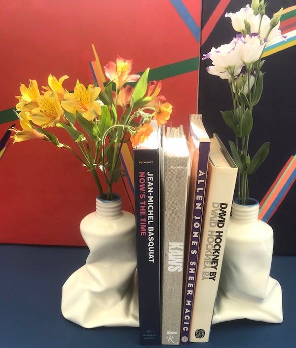 Image of ceramic crunched bottle bookends