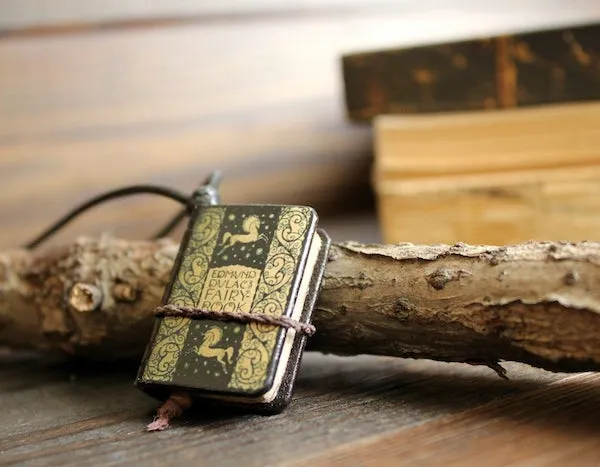 fairy book necklace pendant